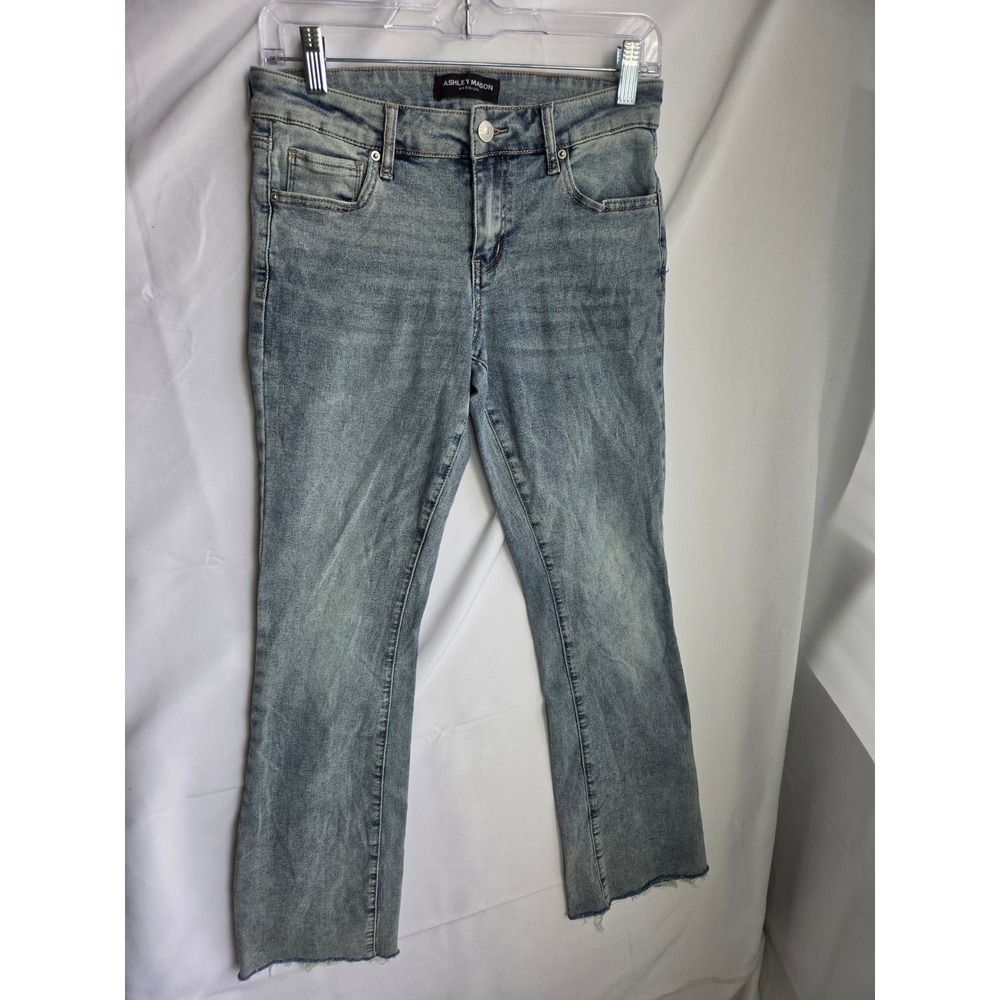 Ashley Mason Premium Jeans Womens  Blue Light Wash Slim Mid Rise Straight